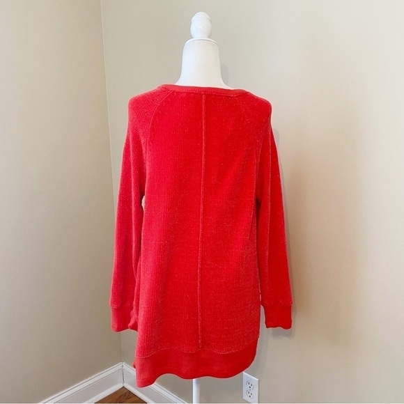 Soft Surroundings Ruffle Chenille Bright Coral Bonita Sweater - Large - Picture 4 of 11